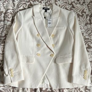 Express Cream Double-Breasted Blazer